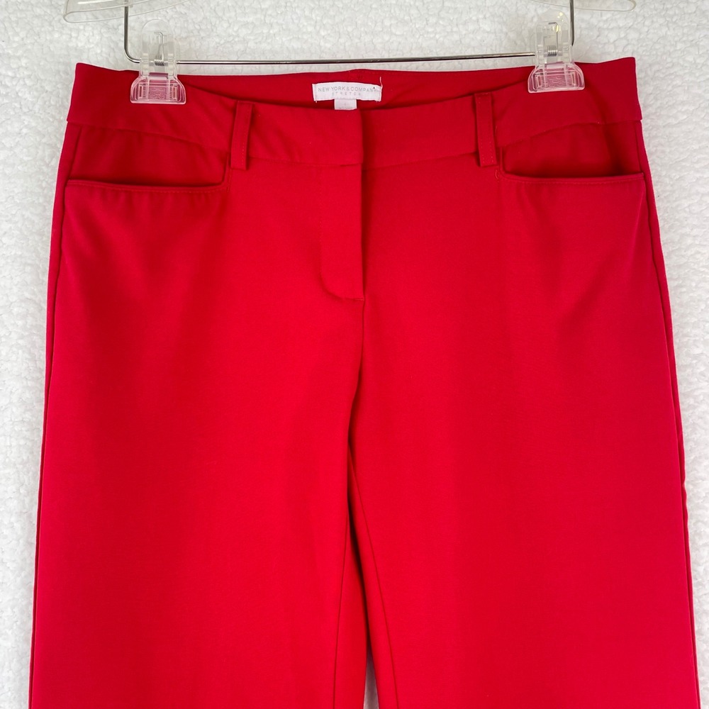 New York & Company Red Stretch Straight Leg Dress Pants Womens Size 4 Average
